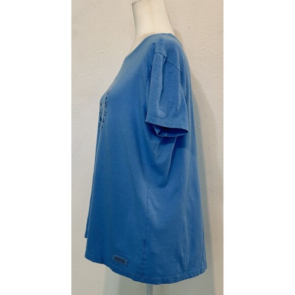 Life Is Good Size L Blue Crusher T-Shirt Grow Through What You Go Through - Picture 4 of 9